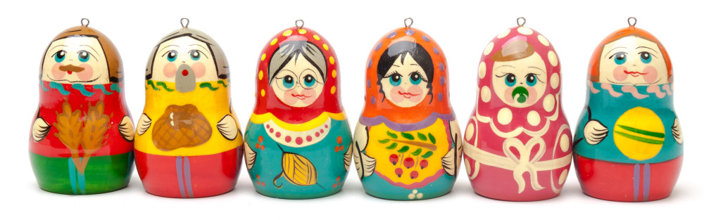 Russian Family Wooden Christmas Tree Ornaments 3 pcs