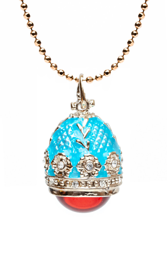 Amber Light Blue Egg Pendant