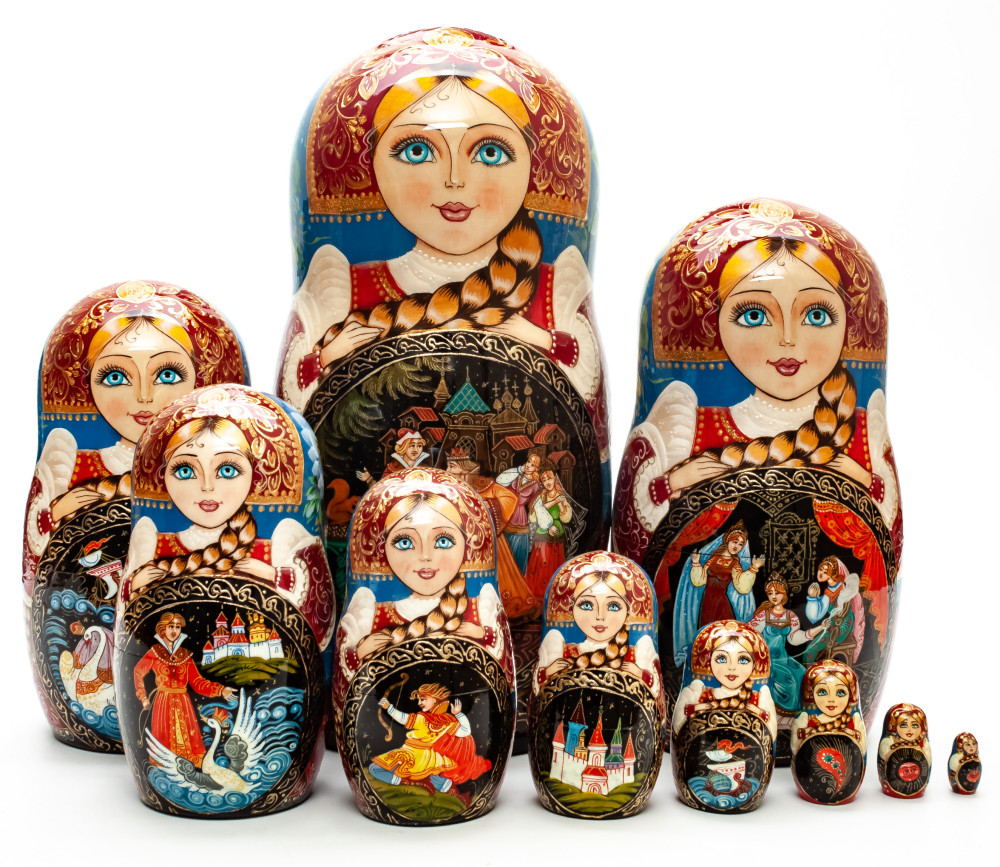 Shop Exclusive Nesting Dolls 280 mm Russian Fairytale handpainted Wooden Matryoshka Doll 10 pcs (by Sheherazade) online at Skazka.site | Eligible for fast shipping and free returns. 280 mm Russian Fairytale handpainted Wooden Matryoshka Doll 10 pcs (by Sheherazade)