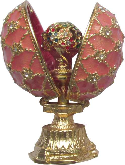 60 mm Spring Flowers on Pink Enamel Easter Egg