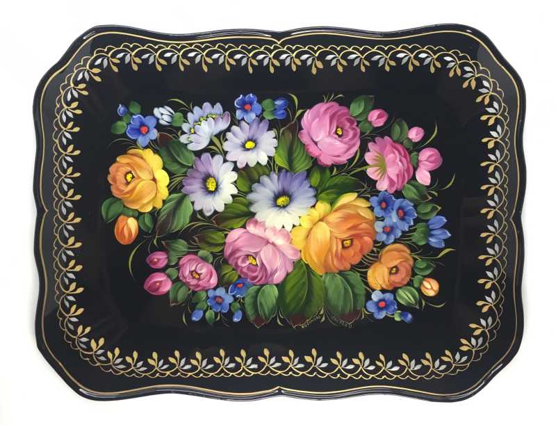 U 330x250 Zhostovo Hand Painted Metal Tray