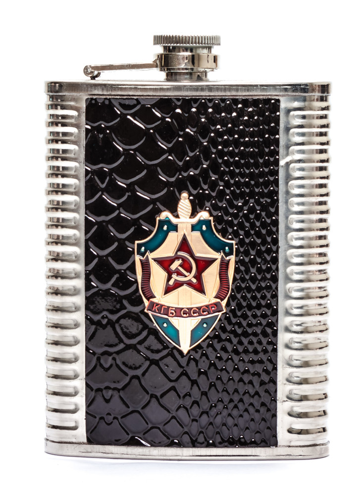 9 oz KGB Leather Coated Metal Flask