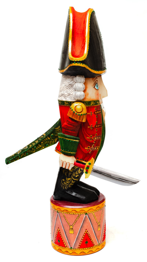 290 mm Nutcraker Hand Carved and Painted Wooden Statue with Saber (be Sergey Christmas Workshop)