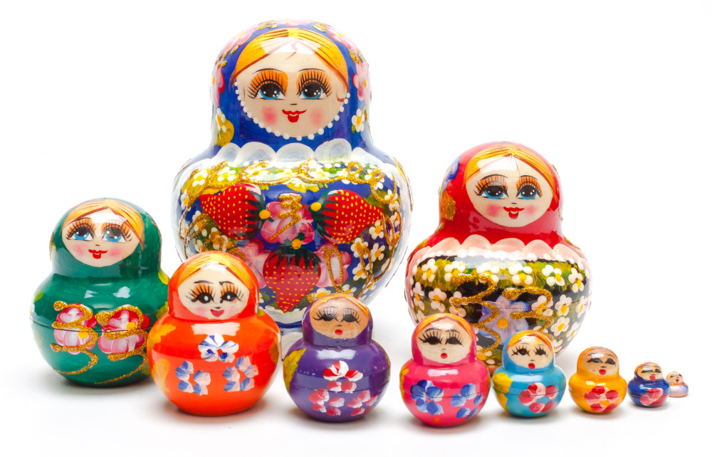 130 mm Strawberries 3D hand painted on wooden Matryoshka 10 pcs (by Sergey Strawberry)