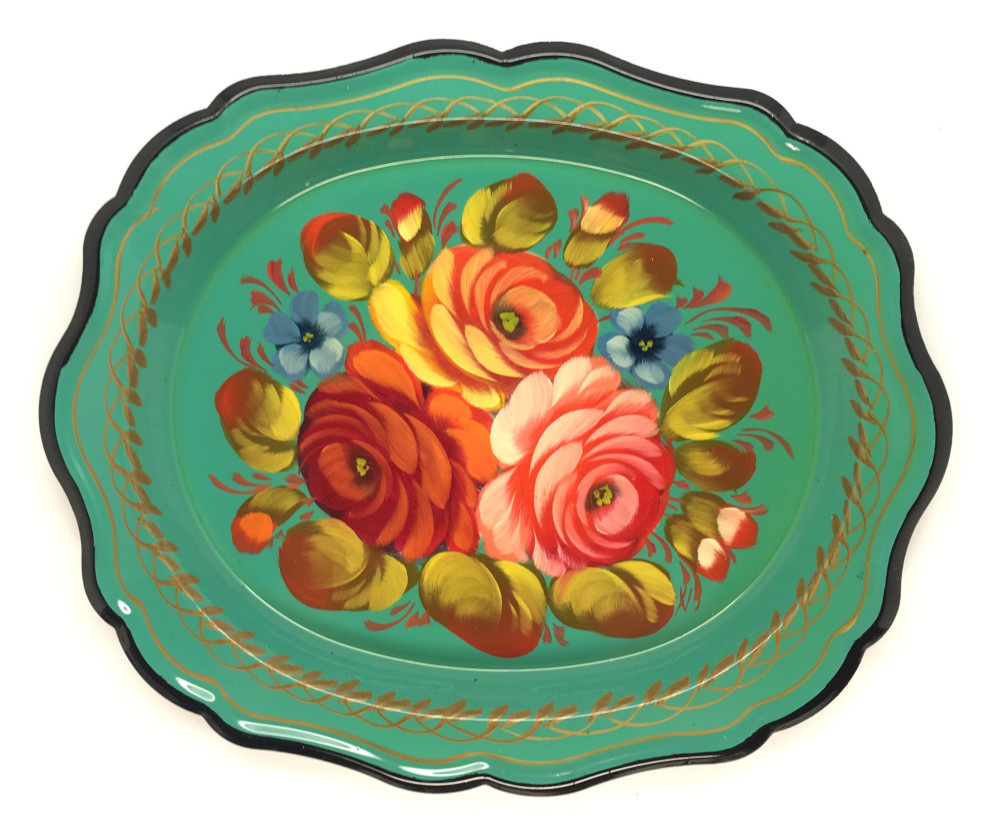 Zhostovo Hand Painted Metal Tray