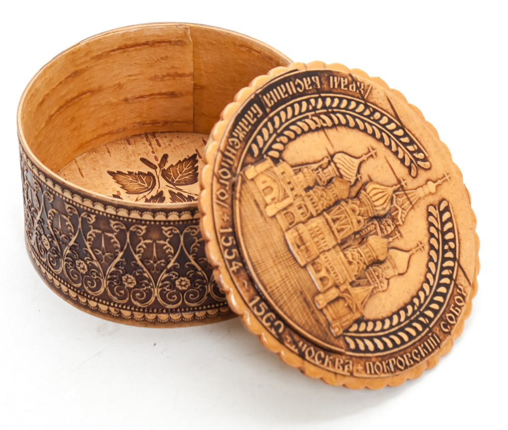  d 80 mm Saint Basil Cathedral hand made Birchbark Jewelry Box (by Maxim Birch)