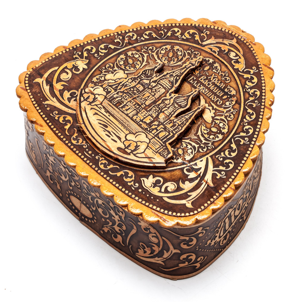 115x100 mm Saint Basil Cathedral hand made Birchbark Jewelry Box (by Maxim Birch)
