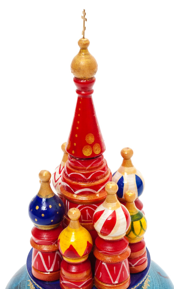 190 mm Saint Basil's Cathedral Zhostovo Art hand painted Wooden Music Box (by Nightingale Crafts)