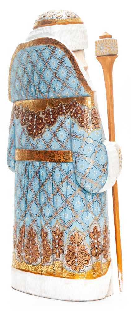 260 mm Santa with a Bag and an Angel Carved Wood Hand Painted Collectible Figurine (by Natalia Nikitina Workshop)