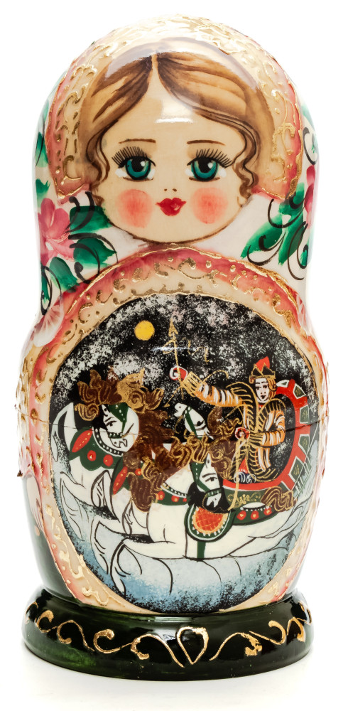 Shop Exclusive Nesting Dolls 180mm Russian Troika hand painted Matryoshka round Doll 5pcs (by Skazka) online at Skazka.site | Eligible for fast shipping and free returns. 180mm Russian Troika hand painted Matryoshka round Doll 5pcs (by Skazka)
