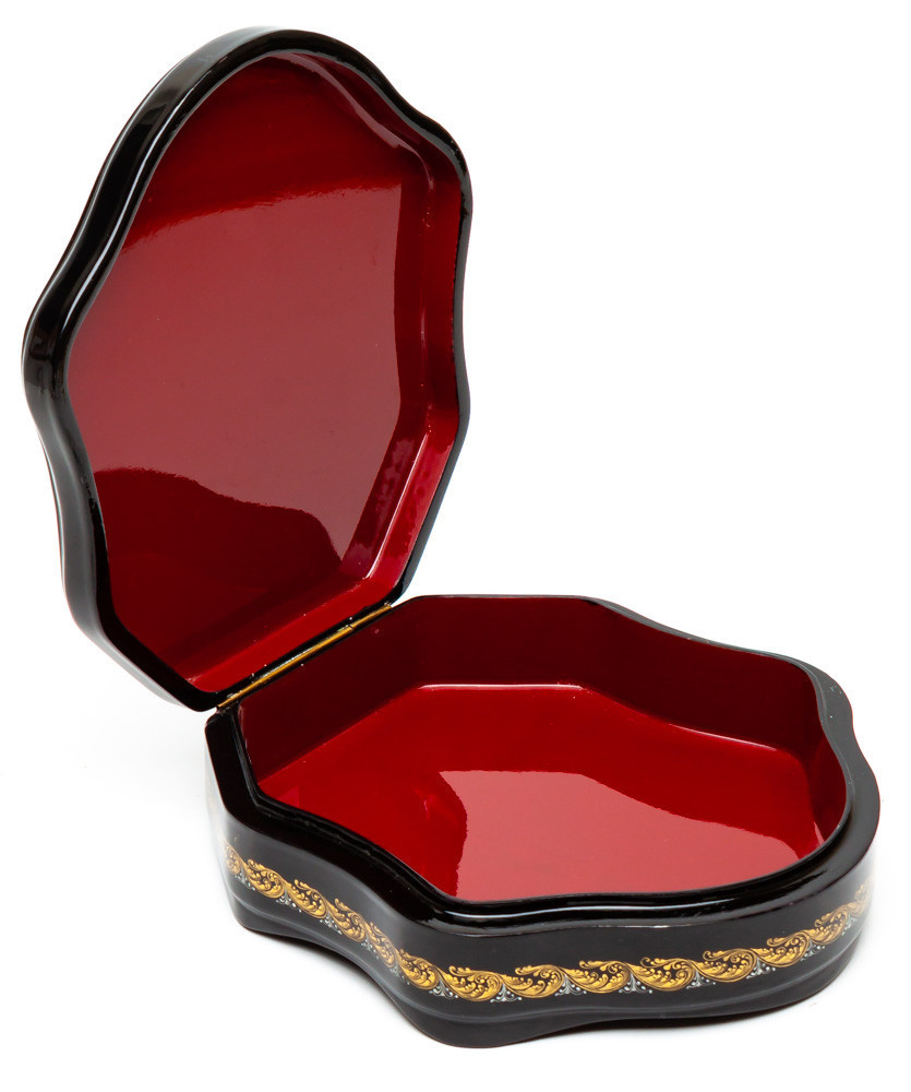 150x160mm Ruslan and Lydmila hand painted lacquered box from Palekh (by Pavel Studio)
