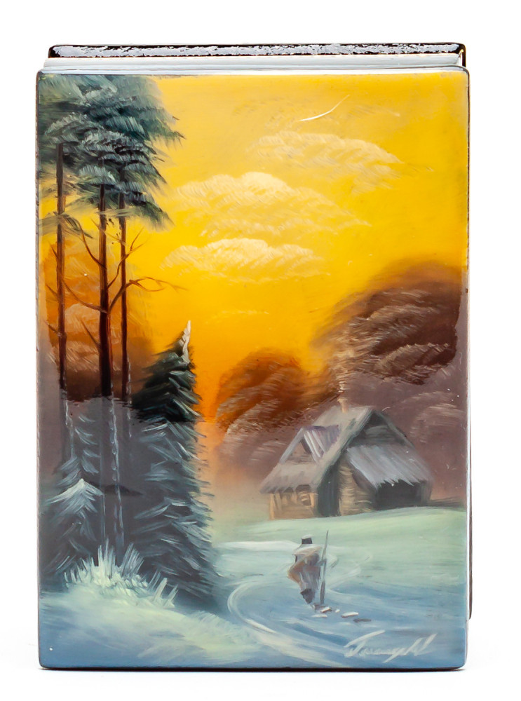 80x80mm Russian North Hand Painted Jewellery Box (by Sadko Workshop)