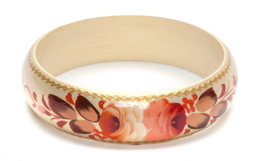 80x20 mm Zhostovo Hand Painted Bracelet (by Lada Workshop)