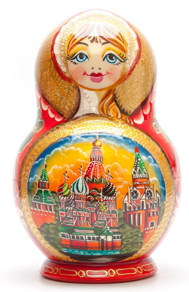 220 mm Moscow Cathedrals Hand painted Matryoshka doll 15 pcs inside round shape (by Valery Studio)