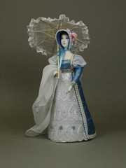 Russian Girl hand made Porcelain Doll in a 19th century Dress with an Umbrella - 11 Inches (by Le Russe)