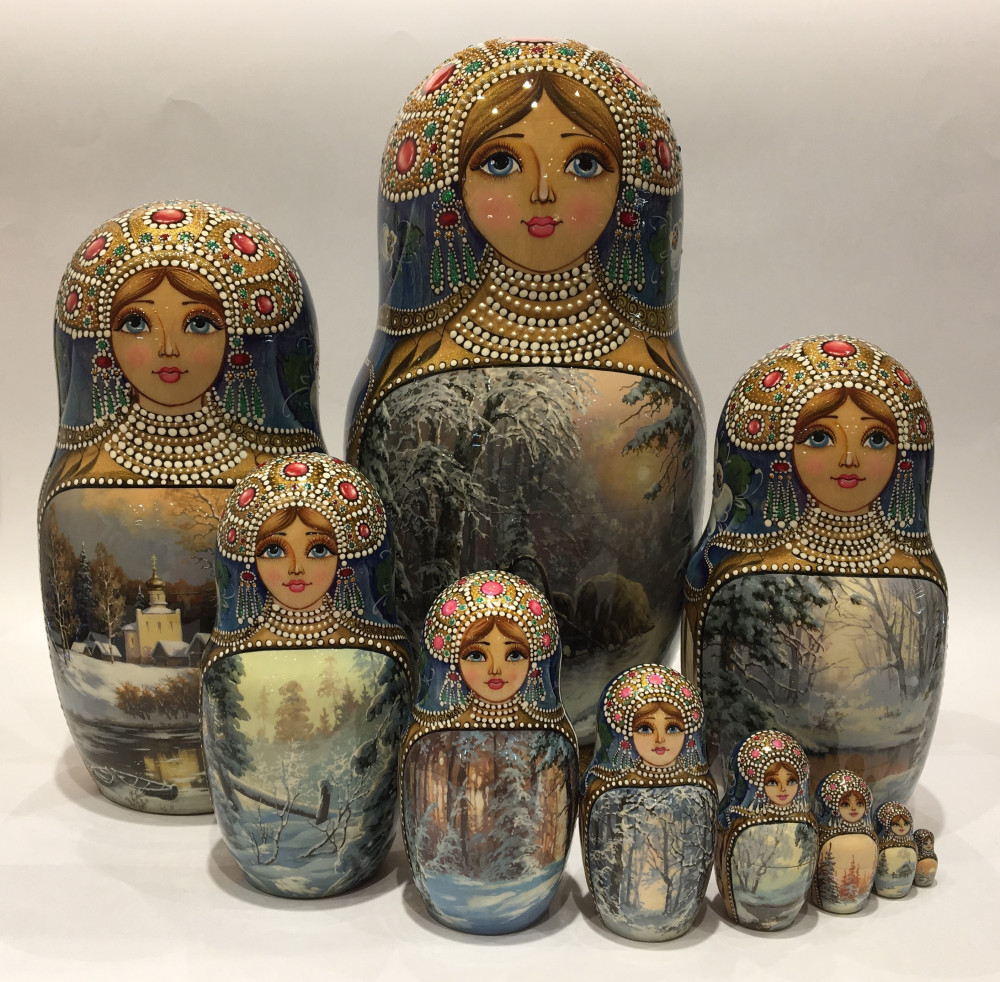 Winter Landscape Matryoshka Doll 10 pcs