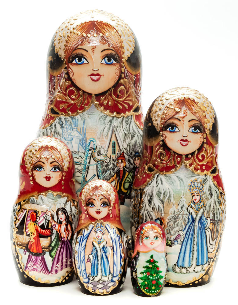 Shop Exclusive Nesting Dolls 180 mm The Snow Queen hand painted on Wooden Matryoshka doll 5 pcs (by Valeria Crafts) online at Skazka.site | Eligible for fast shipping and free returns. 180 mm The Snow Queen hand painted on Wooden Matryoshka doll 5 pcs (by Valeria Crafts)