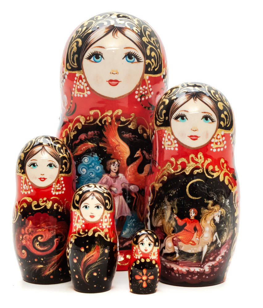 Shop Exclusive Nesting Dolls 110 mm The Firebird hand painted on wooden Matryoshka doll 5pcs (by A Studio) online at Skazka.site | Eligible for fast shipping and free returns. 110 mm The Firebird hand painted on wooden Matryoshka doll 5pcs (by A Studio)