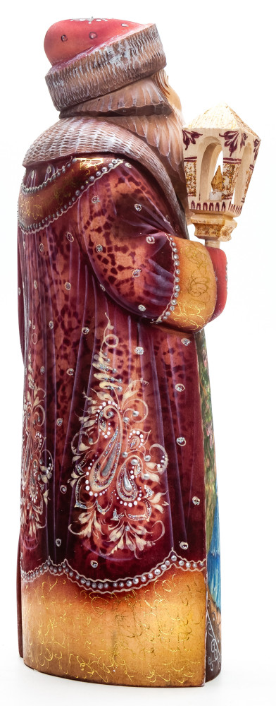 240 mm Santa with a Lamp with handpainted Nutcracker Wooden Carved Statue (by Igor Crafts)