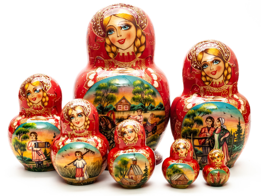 Shop Exclusive Nesting Dolls 200 mm Russian Troika hand painted on Wooden Matryoshka doll 7 pcs (by Valeria Crafts) online at Skazka.site | Eligible for fast shipping and free returns. 200 mm Russian Troika hand painted on Wooden Matryoshka doll 7 pcs (by Valeria Crafts)