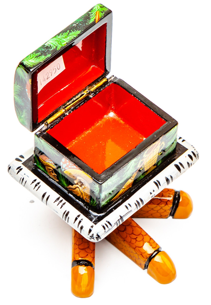 200x90mm The Hut on the Chicken Legs hand painted lacquered box from Palekh (by Pavel Studio)