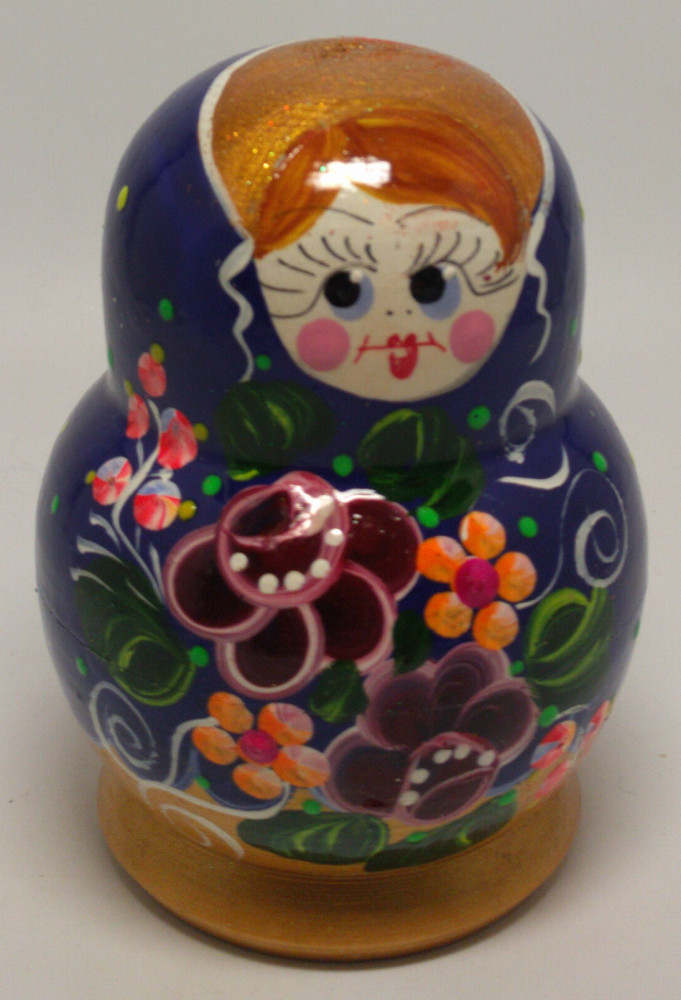 100mm Purple Flowers Art Matryoshka Doll 5pcs (by Valentina Crafts)