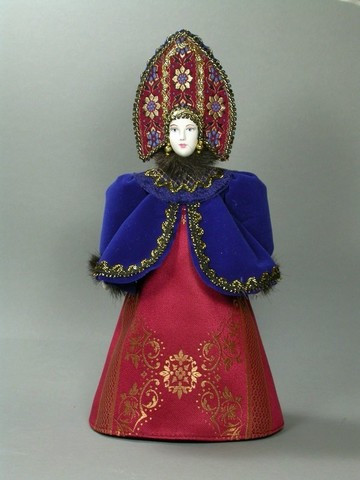 Russian Girl hand made Porcelain Doll in a National Dress and Kokoshnik - 11 Inches (by Le Russe)