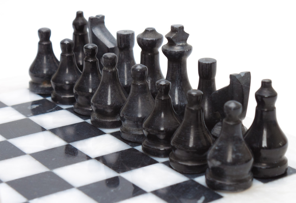 200x200 mm Black & White Onyx Chess Pieces on Onyx Chess board (by Onyx Crafts)