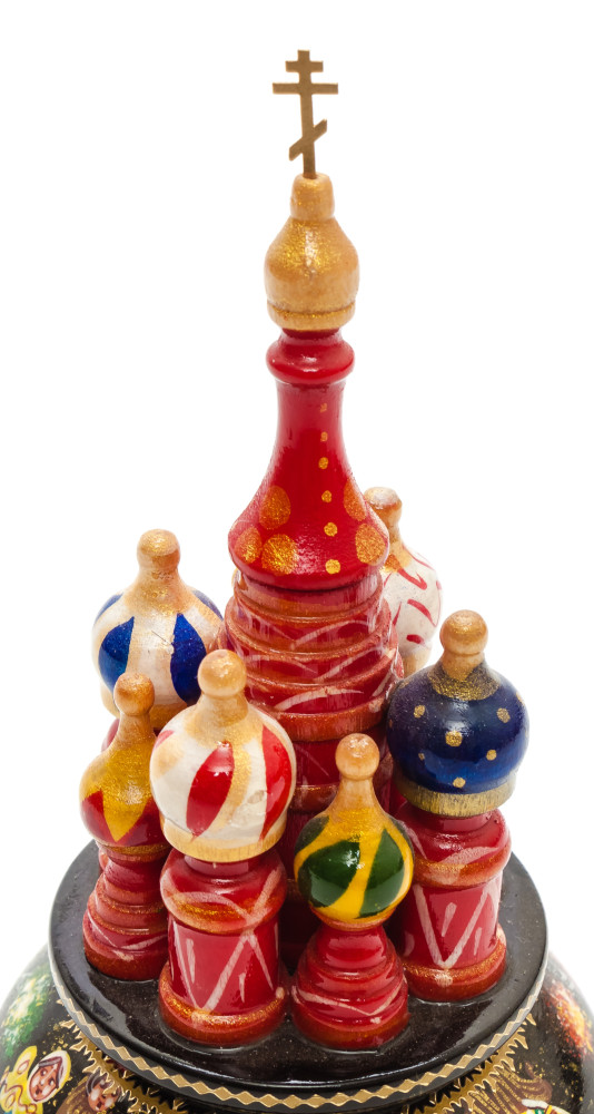190 mm Saint Basil's Cathedral Russian Troika hand painted Wooden Music Box (by Nightingale Crafts)