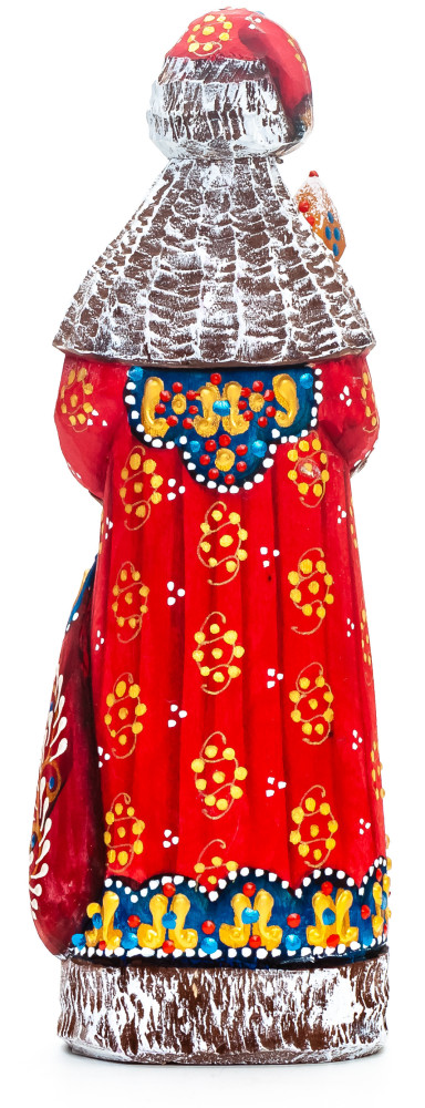 190 mm Santa with a Magic Staff and a Bag Carved Wood Hand Painted Collectible Figurine (by Natalia Nikitina Workshop)
