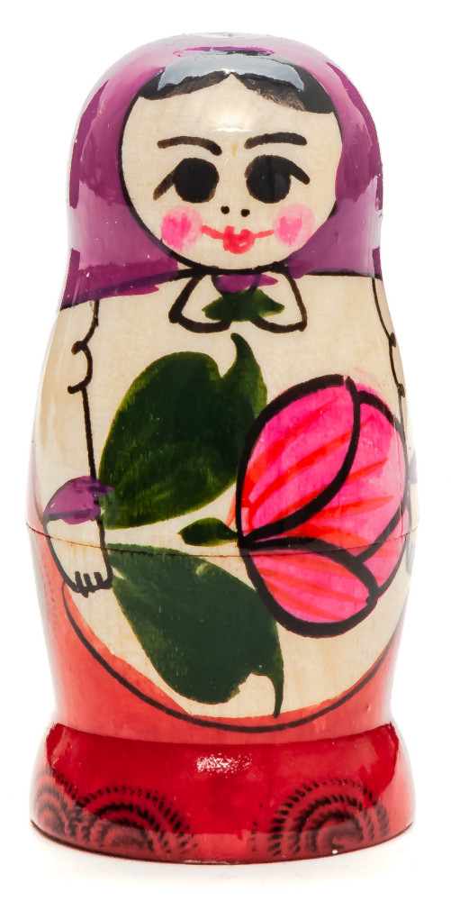 70 mm Violette Head Semenovskaya handpainted wooden Russian Matryoshka Doll 3 pcs (by Ivan Studio)