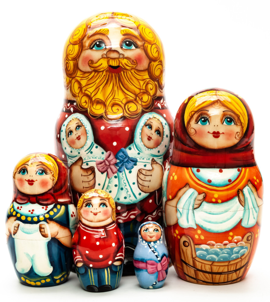  160mm Father with Daughters hand painted Matryoshka 5pcs (by Gift Shop)