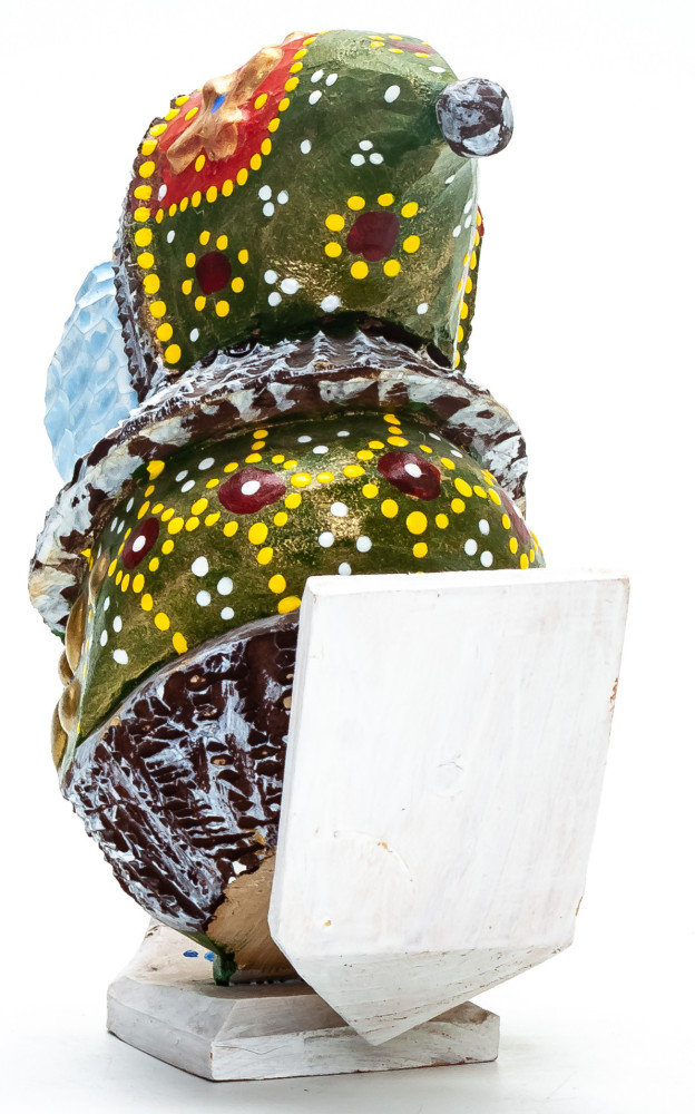 130 mm Santa Riding the Skates Carved Wood Hand Painted Collectible Figurine  (by Natalia Nikitina Workshop)