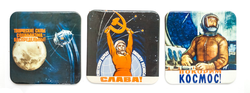 Coasters with Soviet Space Posters