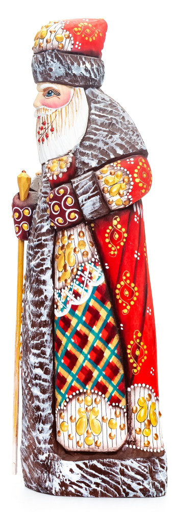 250mm Santa with a Magic Staff Carved Wood Hand Painted Collectible Figurine  (by Natalia Nikitina Workshop)