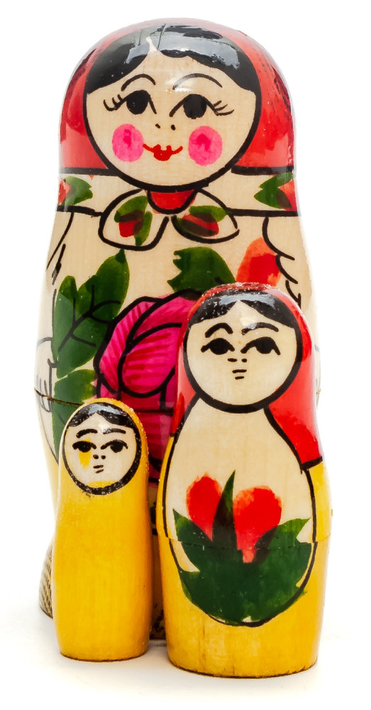70 mm Red Head Semenovskaya handpainted wooden Russian Matryoshka Doll 3 pcs (by Ivan Studio)
