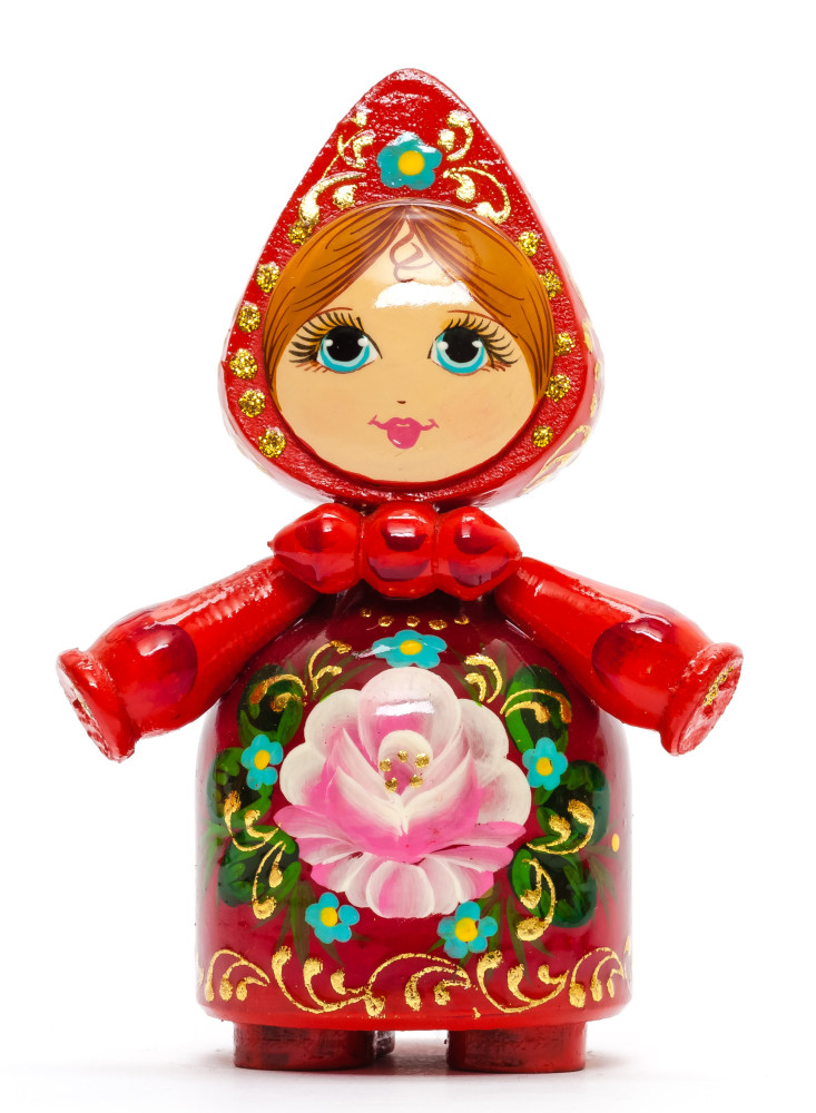 120 mm Russian Girl in Kokoshnik hand painted Wooden Doll (by Summer Shine)