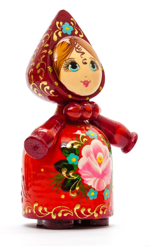 120 mm Russian Girl in Kokoshnik hand painted Wooden Doll (by Summer Shine)