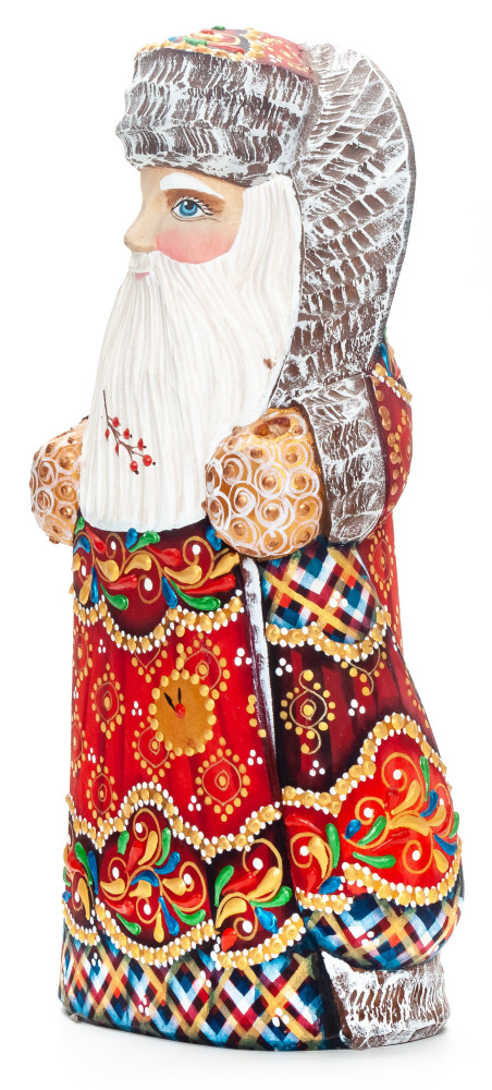 220 mm Santa with a Bag handpainted Wooden Carved Statue (by Natalia Nikitina Workshop)