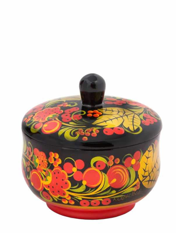 60x80 mm Khokhloma hand painted wooden Caddy (by Golden Khokhloma)