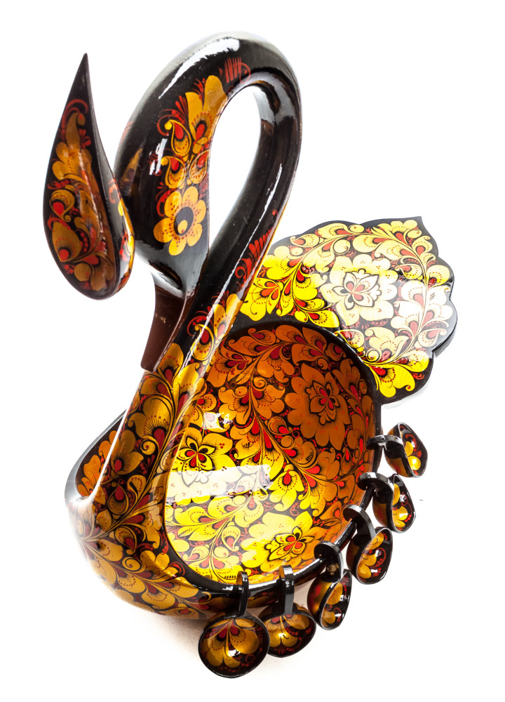 230x380 mm Duck Khokhloma hand painted wooden Ladle for Wine with small Ladles