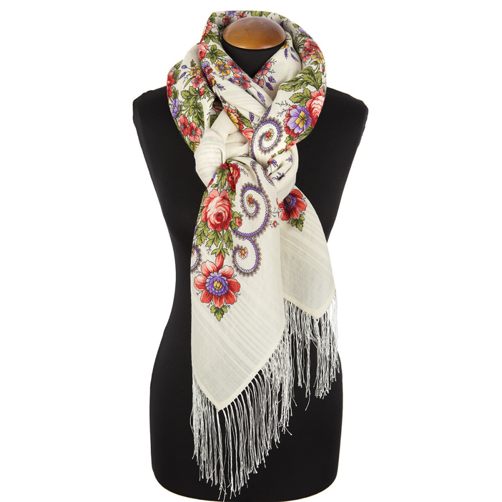 Shop Woolen Scarves with Warp and Silk Fringe 146x146 cm Платок «Утреннее сияние» online at Skazka.site | Eligible for fast shipping and free returns. Платок «Утреннее сияние»