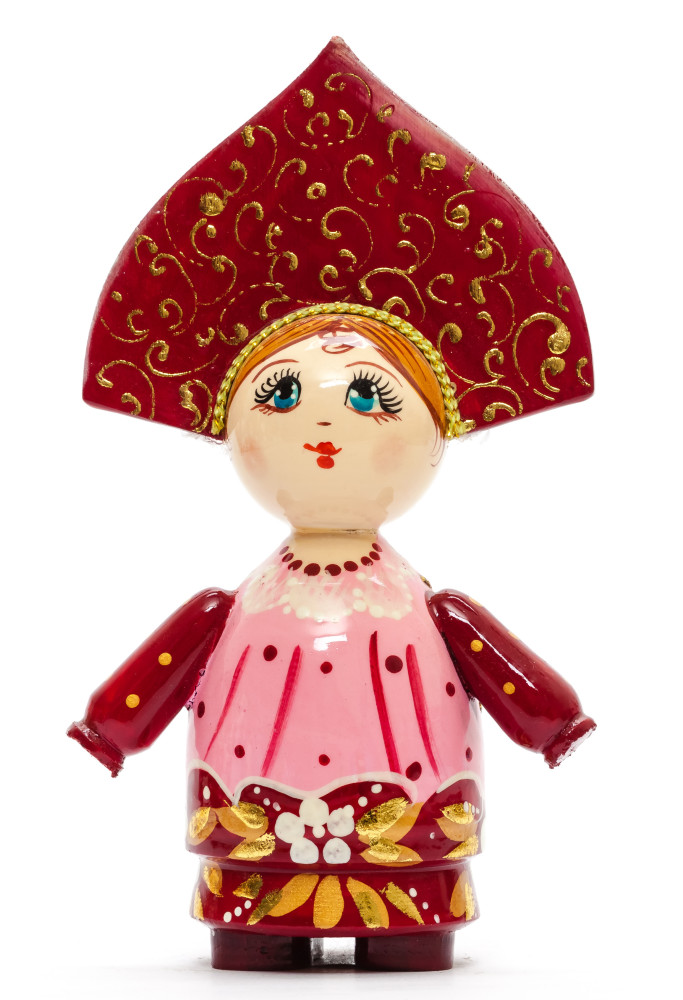 150 mm Russian Girl in Kokoshnik hand painted Wooden Doll (by Summer Shine)