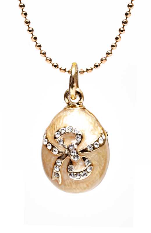 Bow Beige Egg Pendant
