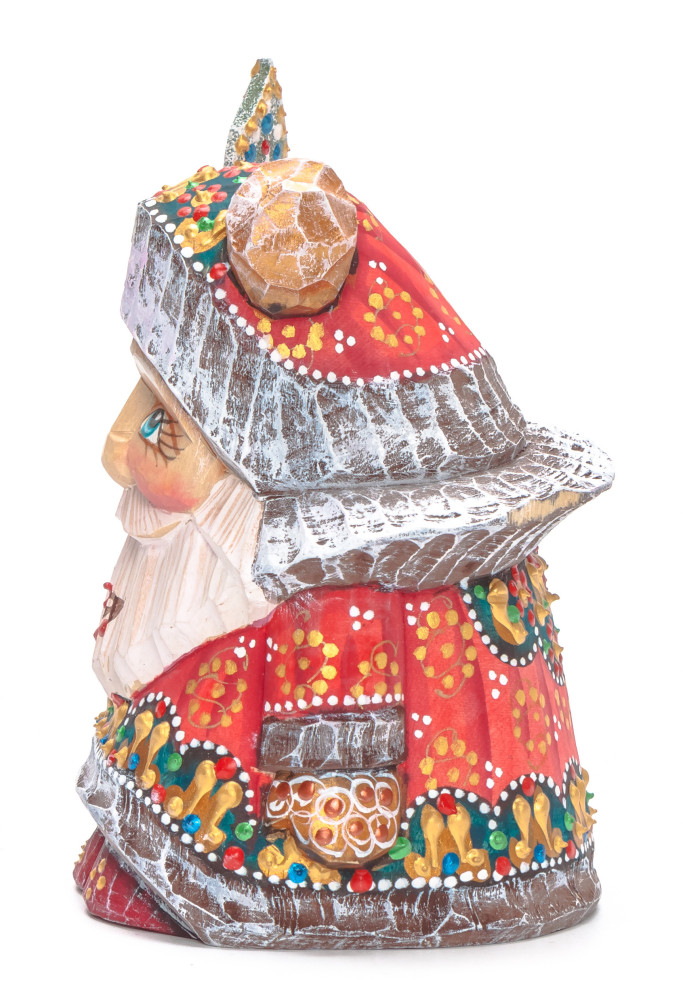 120 mm Santa with a Magic Staff Carved Wood Hand Painted Collectible Figurine (by Natalia Nikitina Workshop)