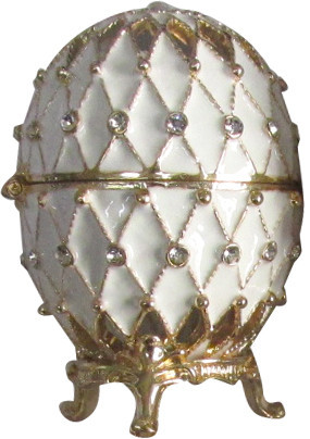 70 mm Golden Trellis on White Enamel Easter Egg