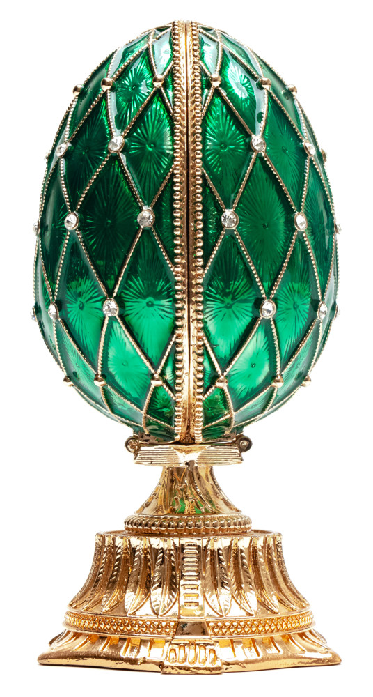 90 mm The Saint Basil Cathedral Green Easter Egg with a Figure inside
