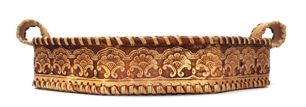 225x40 mm Sunflowers hand made birchbark Plate (by Maxim Birch)