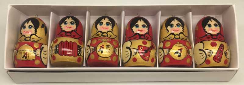 Matryoshka Khokhloma Christmas Ornaments