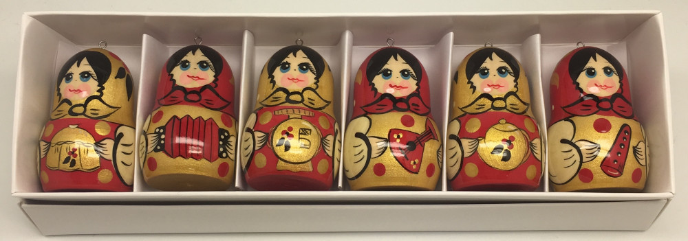 Matryoshka Khokhloma Christmas Ornaments
